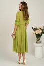Rochie DY Fashion midi verde lime din voal in clos cu pene la maneci si accesoriu in talie, 2, dyfashion.ro