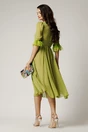 Rochie DY Fashion midi verde lime din voal in clos cu pene la maneci si accesoriu in talie, 3, dyfashion.ro