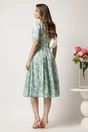 Rochie DY Fashion midi vernil in clos din triplu voal cu floricele si curea in talie, 2, dyfashion.ro