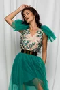 Rochie Dy Fashion Milena verde din tulle cu broderie la bust