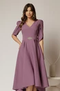 Rochie DY Fashion mov asimetrica cu maneci lalea si aplicatie pe talie, 3, dyfashion.ro