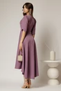 Rochie DY Fashion mov asimetrica cu maneci lalea si aplicatie pe talie, 2, dyfashion.ro