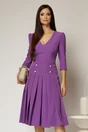 Rochie DY Fashion mov cu decolteu adanc si fusta plisata, 1, dyfashion.ro