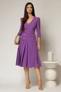 Rochie DY Fashion mov cu decolteu adanc si fusta plisata, 3, dyfashion.ro