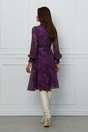 Rochie Dy Fashion mov din voal cu imprimeuri maro