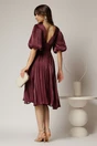 Rochie DY Fashion mov pruna cu decolteu adanc si nasturi din voal peliculizat, 2, dyfashion.ro