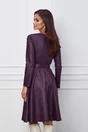 Rochie Dy Fashion mov pruna din piele intoarsa ecologica cu o curea in talie