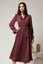 Rochie DY Fashion mov pruna din voal plin cu decolteu in V si volanase, 1, dyfashion.ro