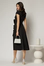 Rochie DY Fashion neagra asimetrica cu aplicatii la decolteu si volanas, 2, dyfashion.ro