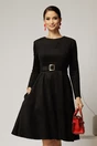 Rochie DY Fashion neagra clos din piele intoarsa si curea in talie, 1, dyfashion.ro