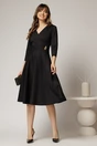 Rochie DY Fashion neagra clos in dungi din jerse si detaliu in talie, 3, dyfashion.ro