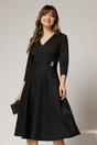 Rochie DY Fashion neagra clos in dungi din jerse si detaliu in talie, 1, dyfashion.ro
