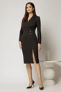 Rochie DY Fashion neagra conica tip sacou cu nasturi pe fusta, 3, dyfashion.ro