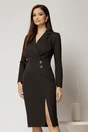 Rochie DY Fashion neagra conica tip sacou cu nasturi pe fusta, 1, dyfashion.ro