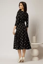 Rochie DY Fashion neagra cu buline albe si funda pe umar, 2, dyfashion.ro