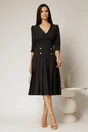 Rochie DY Fashion neagra cu decolteu adanc si fusta plisata, 3, dyfashion.ro