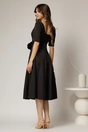 Rochie DY Fashion neagra cu decolteu inima si detaliu floral in talie, 2, dyfashion.ro