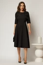 Rochie DY Fashion neagra cu funde pe bust si maneci trei sferturi, 3, dyfashion.ro