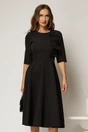 Rochie DY Fashion neagra cu funde pe bust si maneci trei sferturi, 1, dyfashion.ro