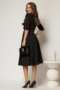 Rochie DY Fashion neagra cu funde pe bust si maneci trei sferturi, 2, dyfashion.ro