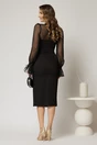 Rochie DY Fashion neagra cu maneci lungi din voal cu croi mulat, 2, dyfashion.ro