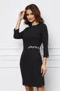 Rochie Dy Fashion neagra cu pliuri si accesoriu in talie