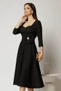 Rochie DY Fashion neagra de ocazie cu decolteu inima si detaliu pe talie, 1, dyfashion.ro