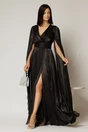Rochie DY Fashion neagra de ocazie din voal peliculizat cu aplicatii pe umeri, 1, dyfashion.ro