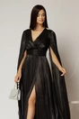 Rochie DY Fashion neagra de ocazie din voal peliculizat cu aplicatii pe umeri, 3, dyfashion.ro