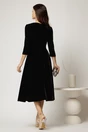 Rochie DY Fashion neagra din catifea cu decolteu adanc si cordon cu aplicatii, 2, dyfashion.ro