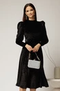 Rochie DY Fashion neagra din catifea cu glitter argintiu, 1, dyfashion.ro