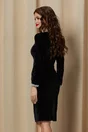 Rochie Dy Fashion neagra din catifea cu perle la decolteu