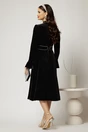 Rochie DY Fashion neagra din catifea cu perlute la decolteu si cordon detasabil, 2, dyfashion.ro