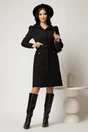 Rochie DY Fashion neagra din catifea reiata tip camasa si curea in talie, 3, dyfashion.ro