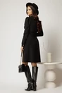 Rochie DY Fashion neagra din catifea reiata tip camasa si curea in talie, 2, dyfashion.ro