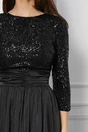 Rochie Dy Fashion neagra din satin cu paiete la bust