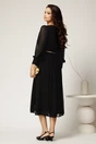 Rochie DY Fashion neagra din voal cu decolteu petrecut si curea in taIie, 2, dyfashion.ro