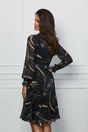 Rochie Dy Fashion neagra din voal cu imprimeuri maro