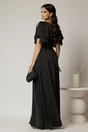 Rochie DY Fashion neagra lunga de seara cu decolteu adanc si funde ample, 2, dyfashion.ro