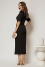 Rochie DY Fashion neagra midi cu crepeu maxi si aplicatii la bust, 2, dyfashion.ro
