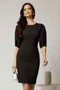 Rochie DY Fashion neagra midi cu decupaj la spate si inchidere cu nasturi perla, 1, dyfashion.ro