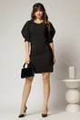 Rochie DY Fashion neagra scurta croi cambrat cu maneci cu design atipic, 3, dyfashion.ro