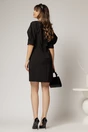 Rochie DY Fashion neagra scurta croi cambrat cu maneci cu design atipic, 2, dyfashion.ro
