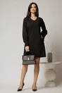 Rochie DY Fashion neagra scurta cu croi cambrat si guler in colturi, 3, dyfashion.ro