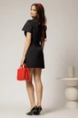 Rochie DY Fashion neagra scurta cu nasturi pe bust si croi cambrat, 2, dyfashion.ro