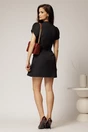 Rochie DY Fashion neagra scurta cu pliuri pe fusta si nasturi pe bust, 2, dyfashion.ro