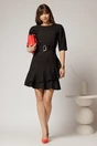 Rochie DY Fashion neagra scurta cu volanase pe fusta si cordon detasabil, 3, dyfashion.ro