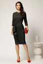 Rochie DY Fashion office din jerse gri cu volan pe fusta, 3, dyfashion.ro