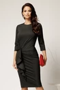 Rochie DY Fashion office din jerse gri cu volan pe fusta, 1, dyfashion.ro