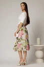 Rochie DY Fashion office din stofa si voal ivoar cu imprimeu pe fusta, 2, dyfashion.ro